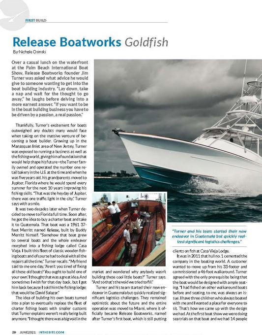 InTheBite Features Release Boatworks First Build, 46' GOLDFISH