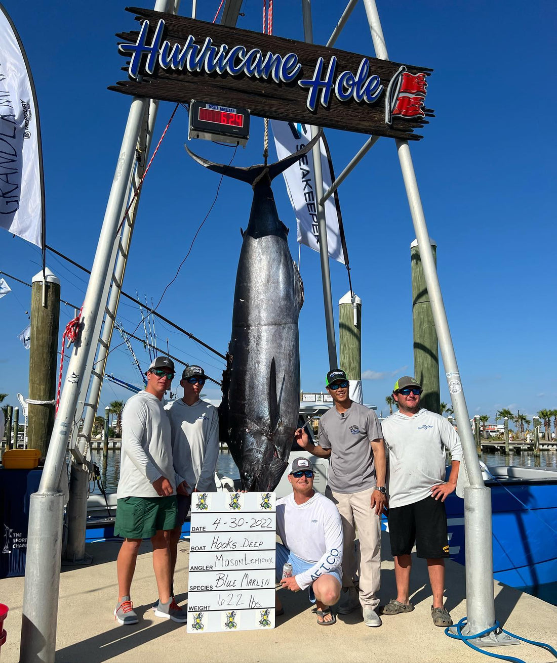 First Blue Marlin Ever Weighed at Hurricane Hole at Louisiana Gulf Coast Billfish Classic Tournament