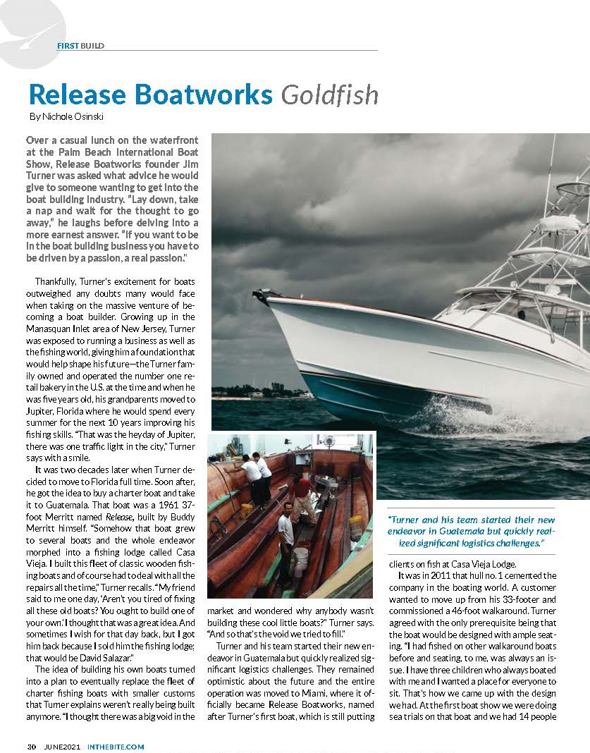 InTheBite Features Release Boatworks First Build, 46′ GOLDFISH
